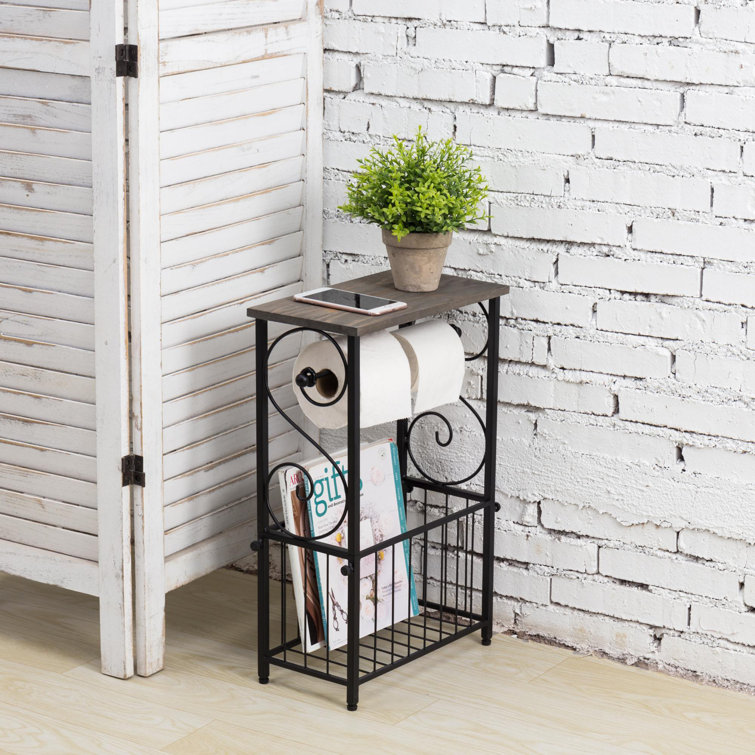 MyGift Freestanding Toilet Paper Holder with Desk and Magazine Holder Wayfair